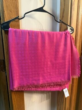 Henri Bendel Bright Pink Monogram Jacquard Scarf